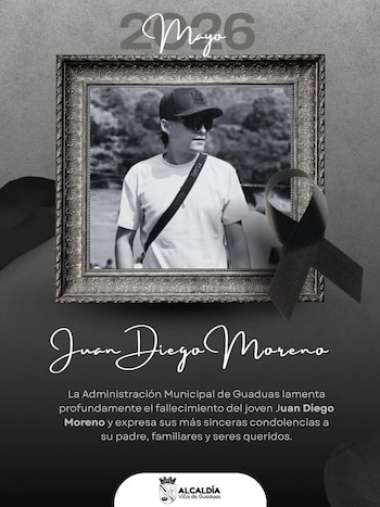 Mensaje de condolencia Alcaldía Villa de Guaduas - crédito Alcaldía Villa de Guaduas