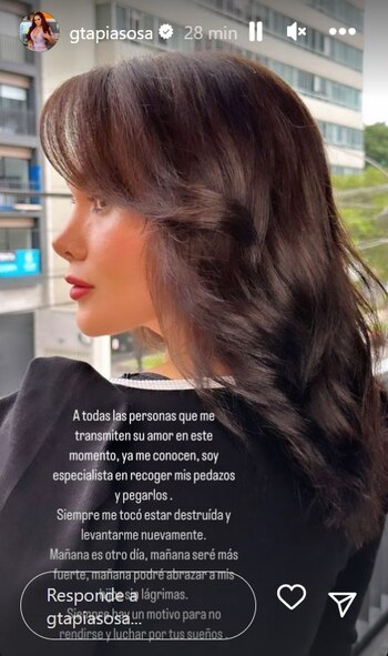 Génesis Tapia agradece muestras de