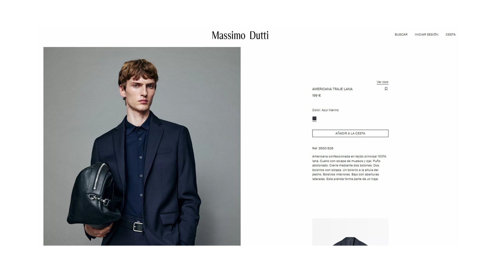 En Massimo Dutti se puede encontrar un saco de traje, con tejido principal 100% lana, a 199 euros ($339.812 al tipo de cambio publicado por el BCRA)