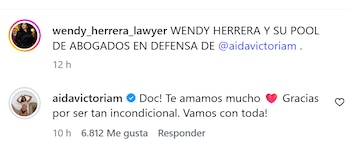 Aida Victoria Merlano agradeció públicamente a Wendy Herrera por asumir su defensa y expresó confianza en su equipo legal - crédito @wendy_herrera_lawyer/ Instagram
