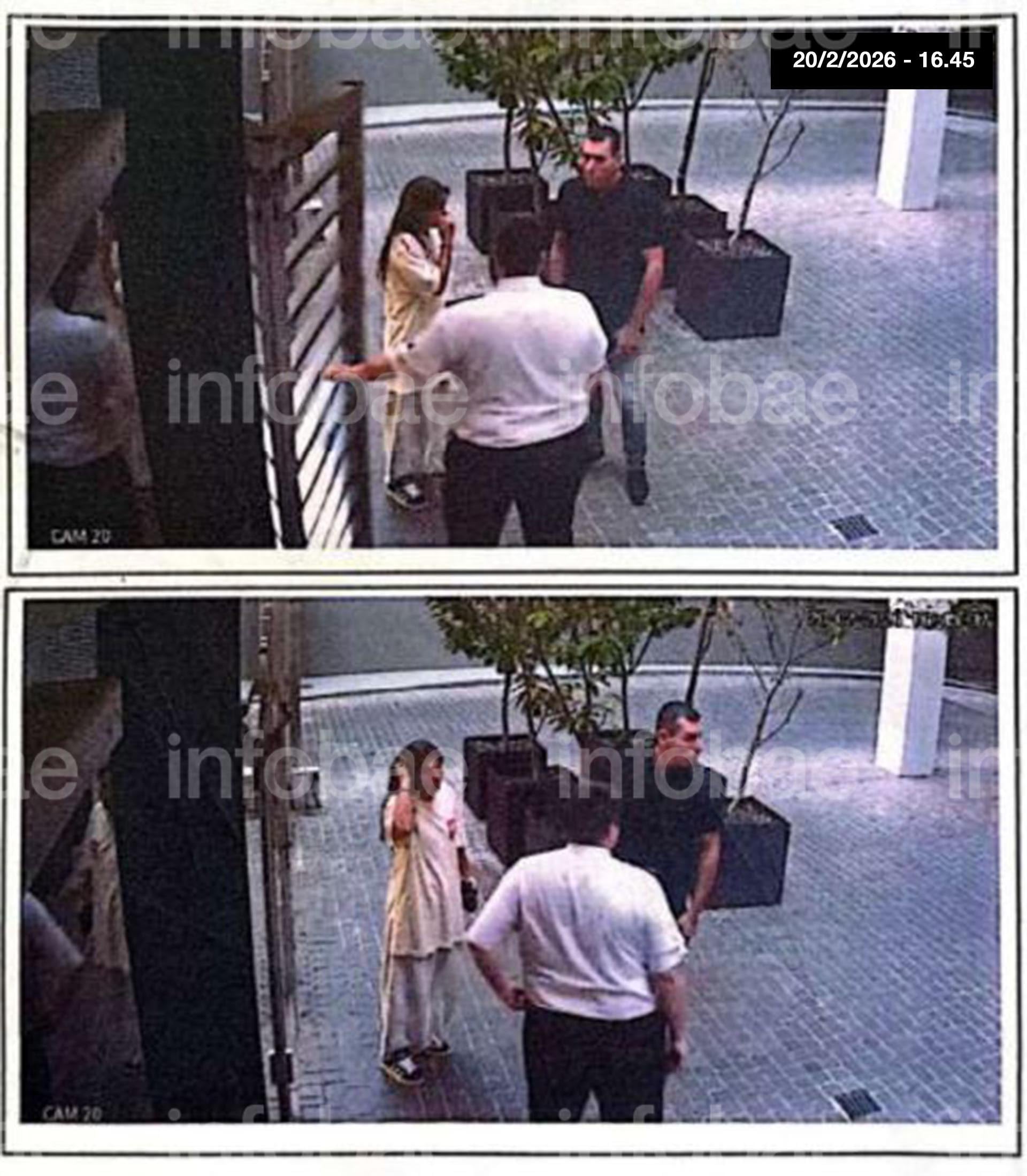 Leclercq con los guardias de seguridad del edificio de la calle Juncal 4600