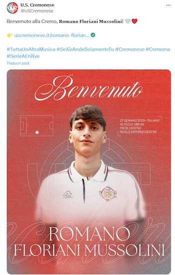 El Cremonese comparte en sus