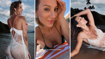 Las vacaciones de Noelia Marzol en Brasil: amigas, vestido transparente y un pícaro ida y vuelta con su marido