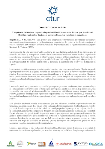 Ctur dice que la publicación de este nuevo proyecto constituye un paso fundamental dentro de un proceso que el sector ha solicitado - crédito Ctur