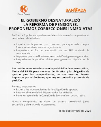 La bancada fujimorista acusa al