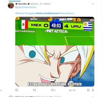 Los mejores memes y críticas que dejó la goliza 0 - 4 de Uruguay contra México en un partido amistoso (Captura X)