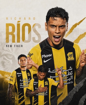 El anuncio oficial de Richard Ríos como nuevo jugador del Al-Ittihad, equipo de la primera división de Arabia Saudita - crédito Al-Ittihad