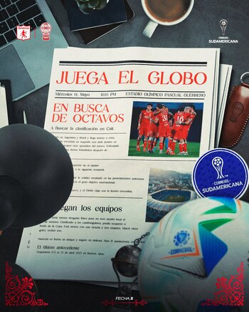 Este es el afiche del Globo para el partido ante La Mechita - crédito @CAHuracan / X