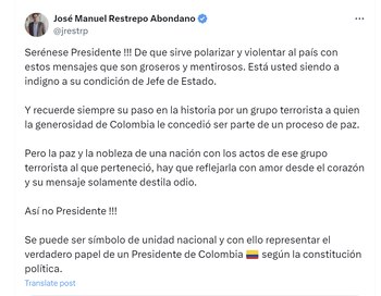 José Manuel Restrepo le pidió