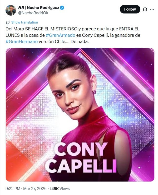 Cony Capelli, ganadora de Gran Hermano Chile podría ser el reemplazo de Mavigna