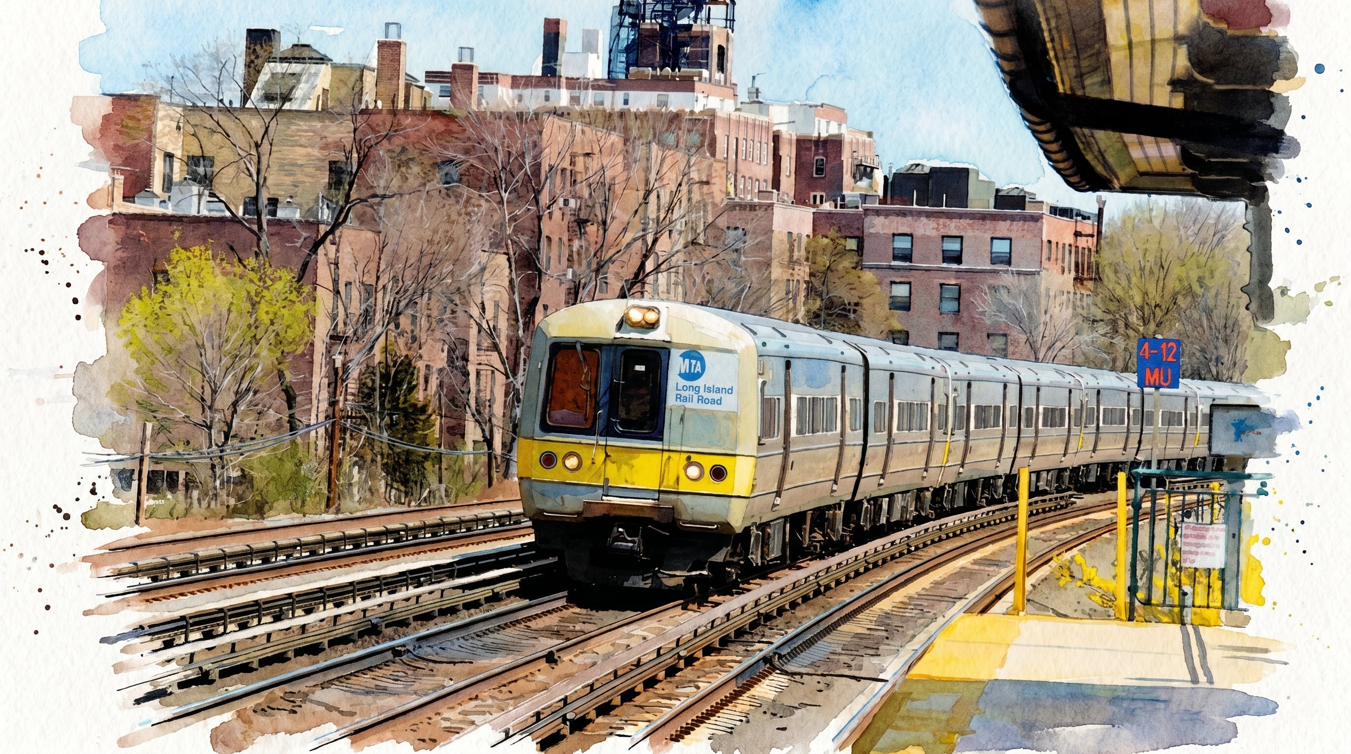 Una ilustración en acuarela captura un tren de la Metropolitan Transportation Authority (MTA) reactivó el servicio exprés Cannonball del Long Island Rail Road (LIRR) para el verano de 2026. (Imagen Ilustrativa Infobae)