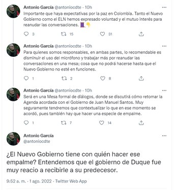 A través de Twitter, Antonio