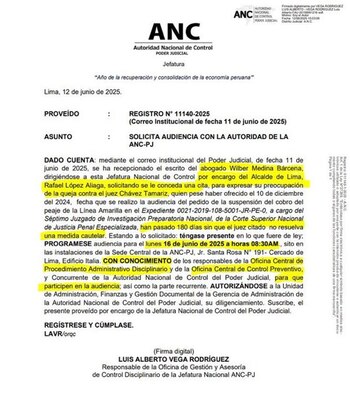 Queja de Rafael López Aliaga.