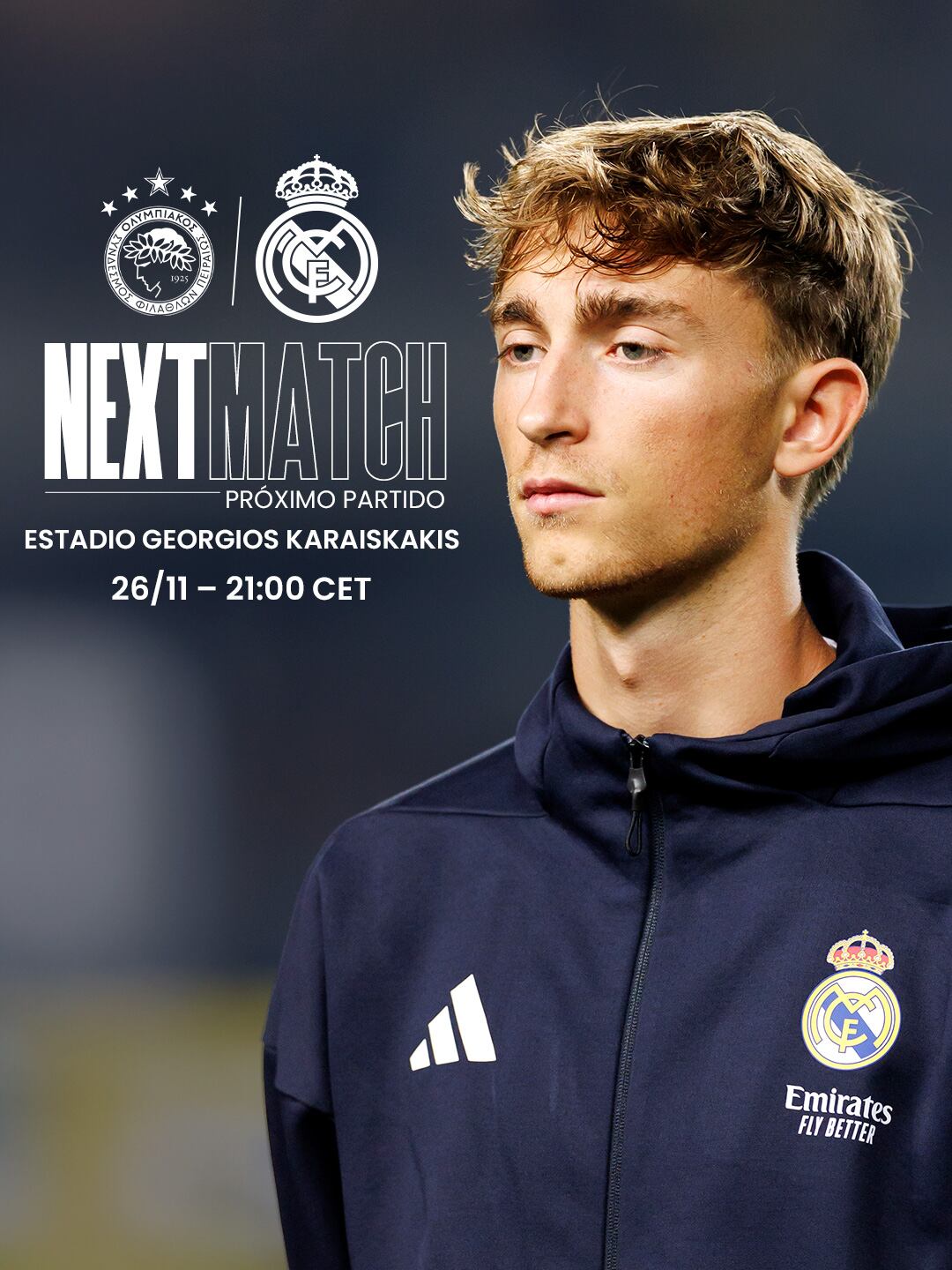 Anuncio del Real Madrid vs Olympiacos por Champions League 2025. - créditos: Real Madrid CF