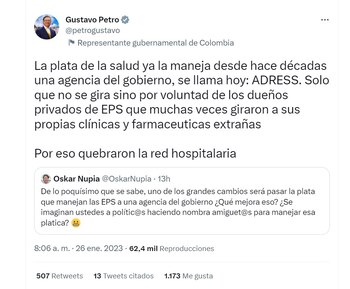 Presidente Petro se despacha contra