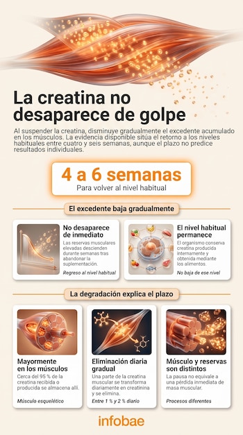 Infografía con diagramas de fibras musculares, gráficos y bloques de texto explicativo sobre fondo claro con el logotipo de Infobae.