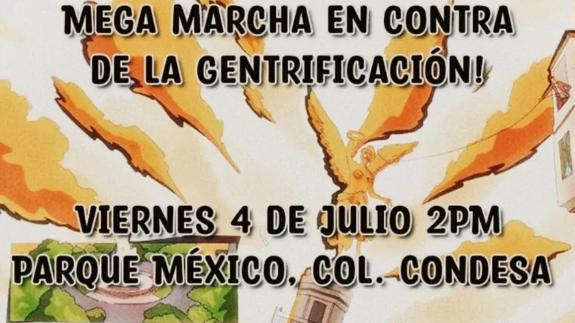 La protesta del sábado 4 busca visibilizar el impacto del crecimiento de rentas y la llegada de extranjeros en colonias icónicas.CRÉDITO: IG (@cheems.is.all.you.need)