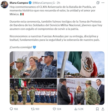 En una fecha cargada de simbolismo nacional, la funcionaria reafirma el compromiso estatal con la defensa y el orgullo mexicano sin ceder ante presiones externas | (Crédito: X)