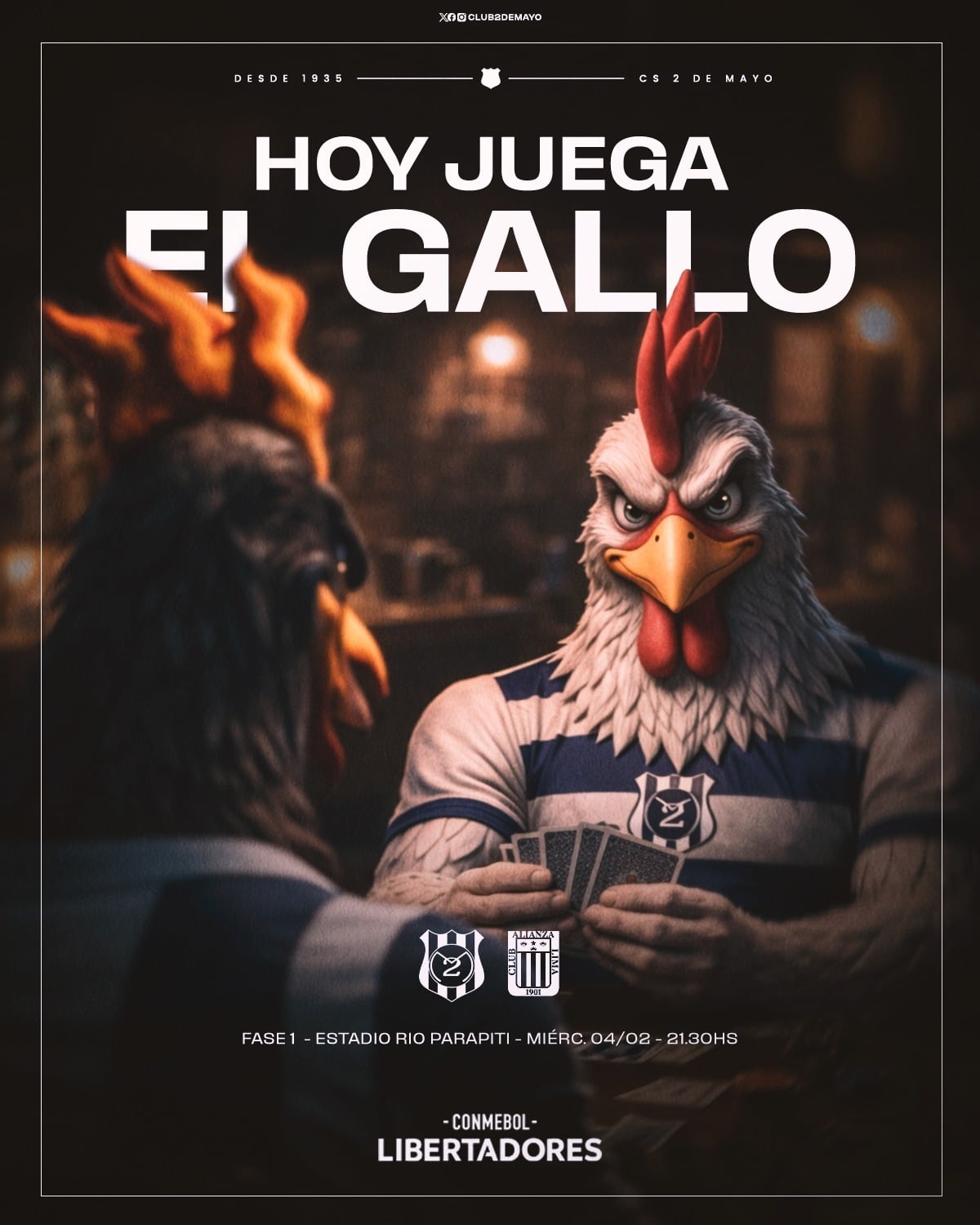 Banner del Club de 2 de Mayo para el duelo con Alianza Lima.