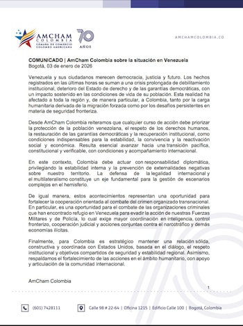 Comunicado de AmCham sobre situación