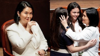 Keiko Fujimori, como presidenta constitucional del Perú, junto a sus hijas. (Foto composición: Infobae Perú/Foto: Reuters)