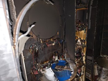 El baño resultó gravemente dañado.