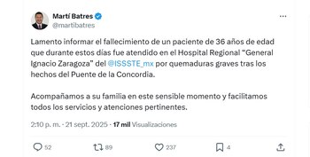 Martí Batres confirmó el fallecimiento