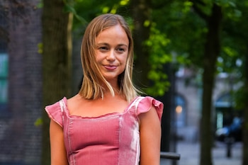 Lady Amelia Windsor en un desfile de moda en Copenhague, en agosto de 2026. (Grupo Grosby)