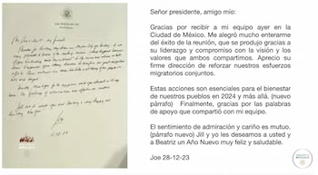 Carta de Biden a AMLO