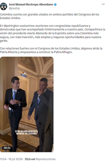 José Manuel Restrepo priorizó la relación con ambos partidos del Congreso estadounidense - crédito @jrestrp/X