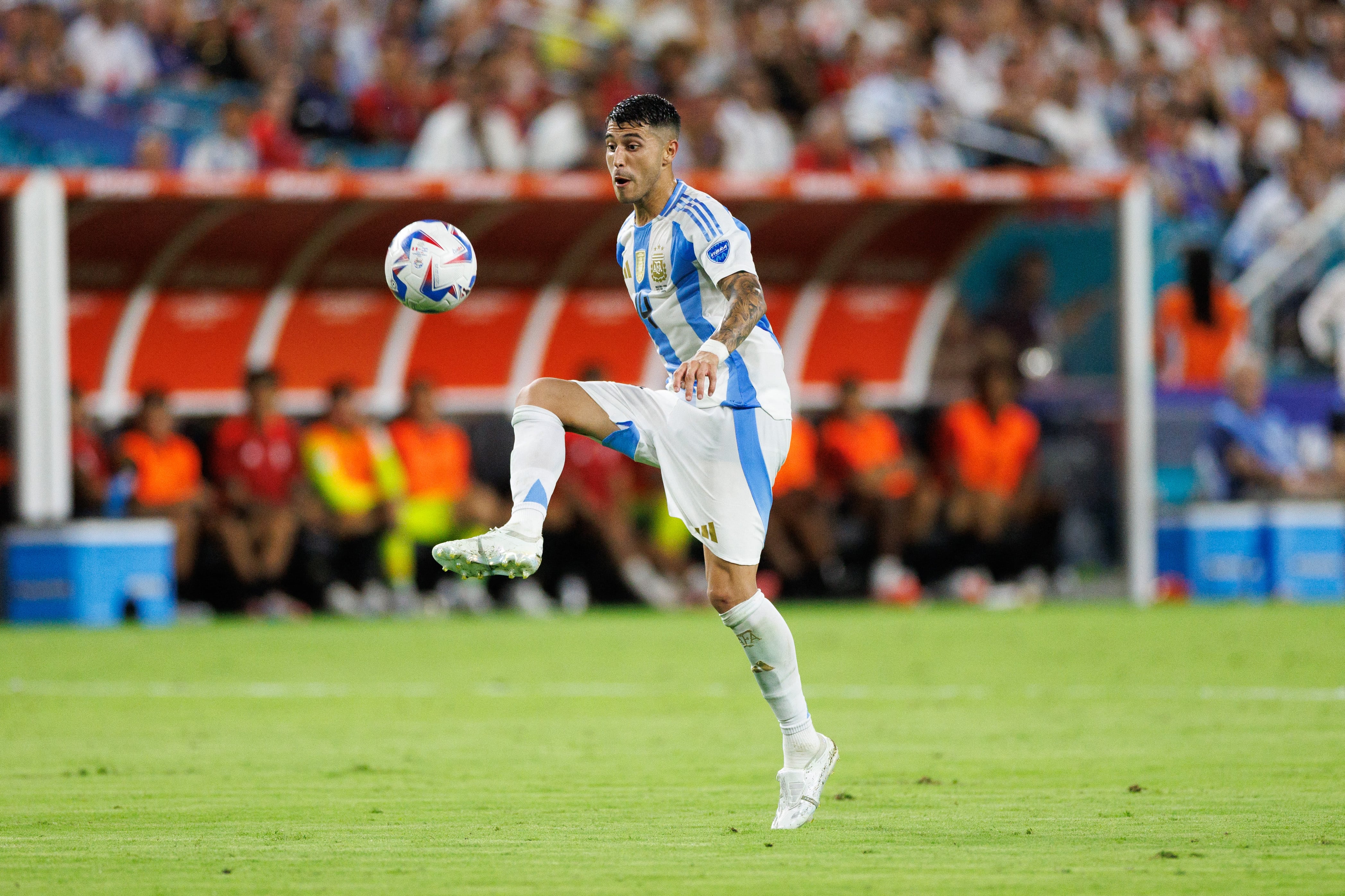 Palacios es una de las piezas claves en el mediocampo del conjunto dirigido por Lionel Scaloni (Nathan Ray Seebeck-USA TODAY Sports)