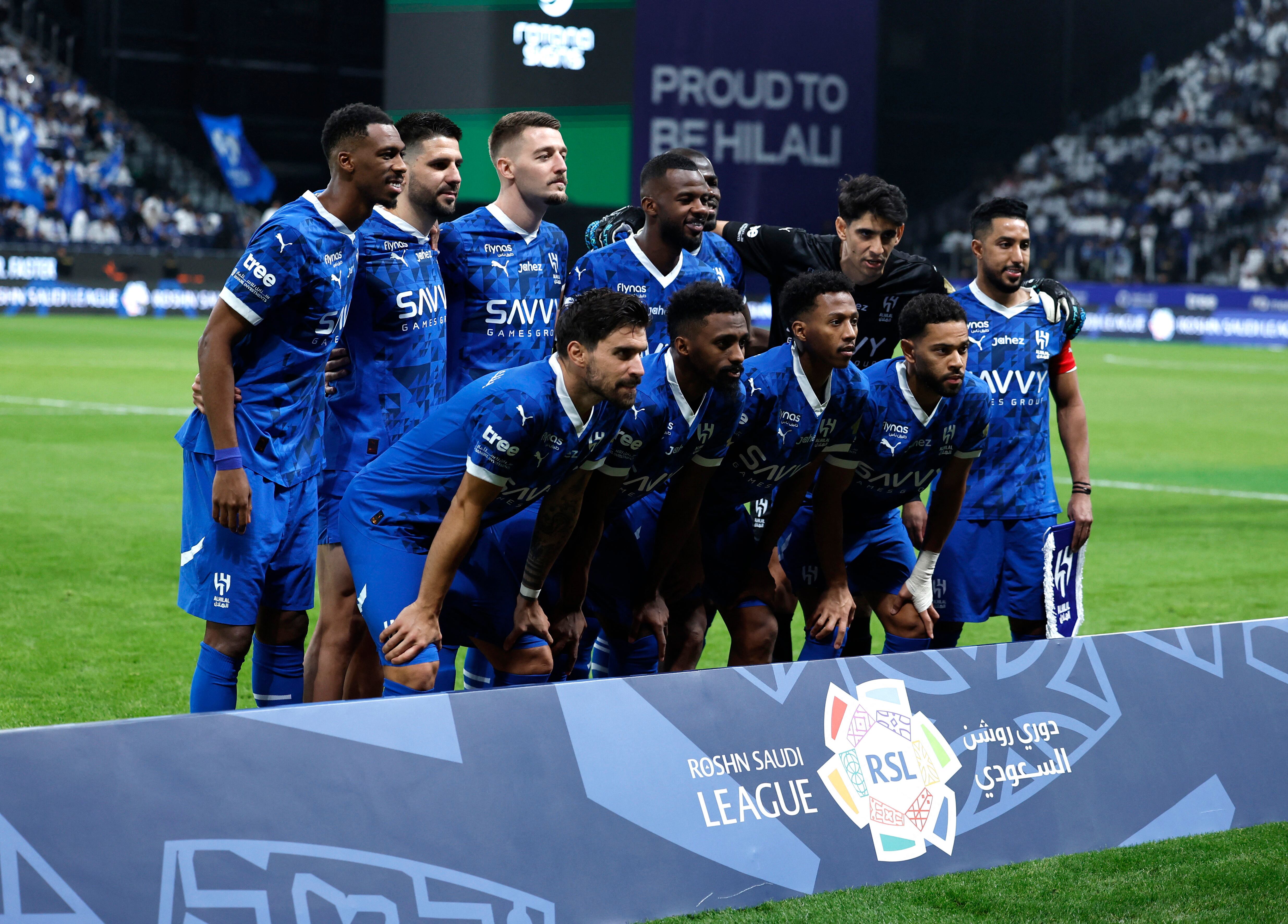 Soccer Football - Saudi Pro League - Al Hilal v Al Qadsiah - Kingdom Arena, Riyadh, Saudi Arabia - May 26, 2025 Al Hilal players pose for a team group photo before the match REUTERS/Hamad I Mohammed