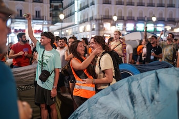 Participantes de la acampada en Sol. (Matias Chiofalo / Europa Press)