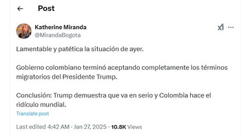 Katherine Miranda calificó de lamentable