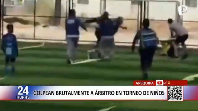 Padres de familia atacaron a golpes a un árbitro durante un partido de niños en Arequipa y la policía ya identificó a dos agresores
