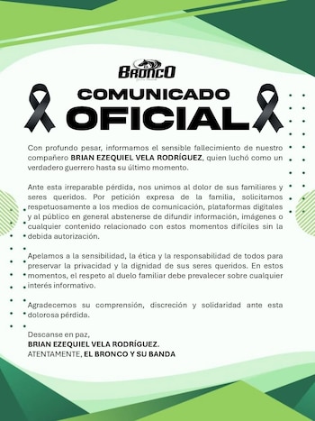 El grupo musical solicitó a medios de comunicación y usuarios de redes sociales abstenerse de compartir imágenes o información no autorizada.