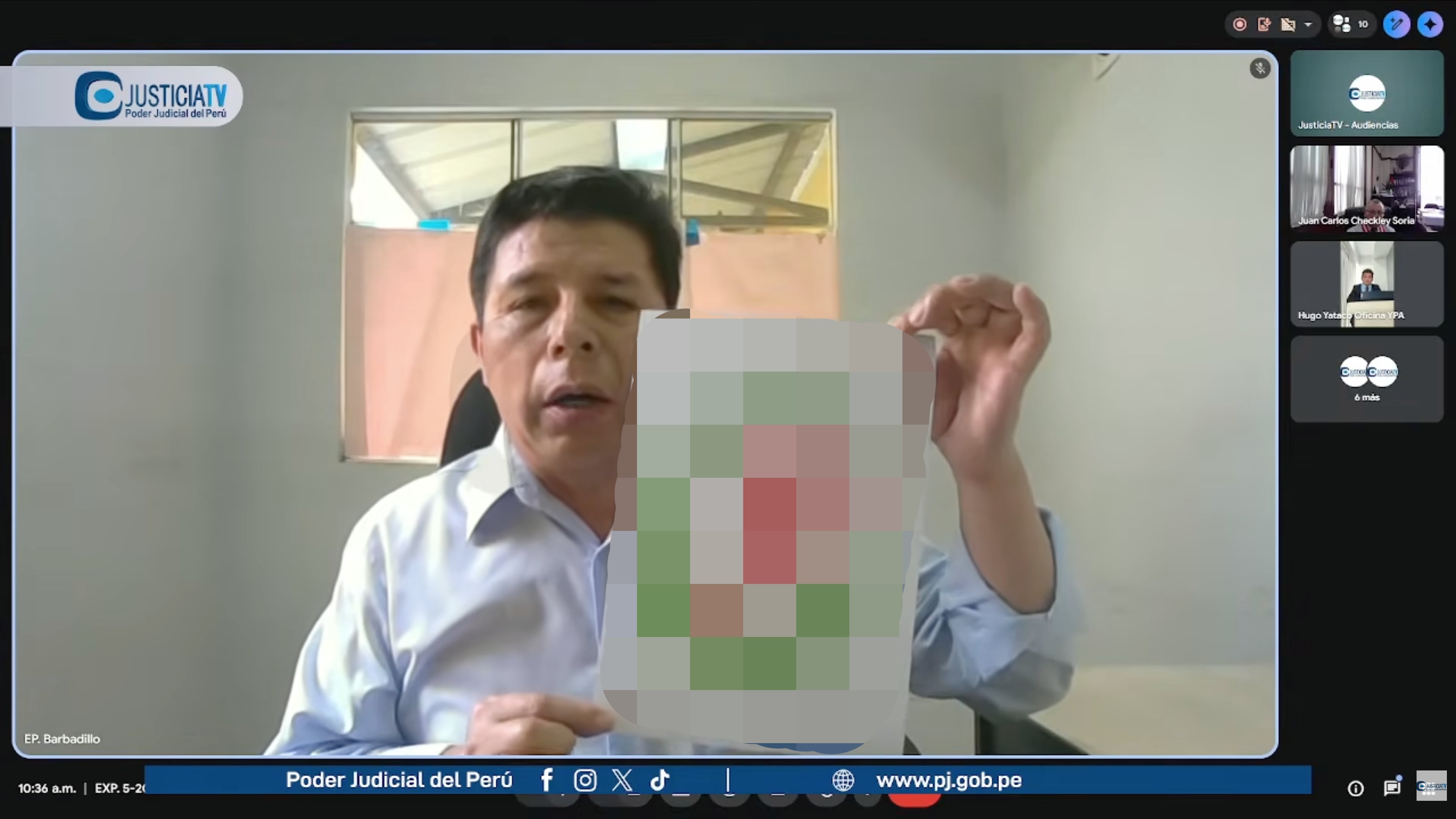 Pedro Castillo aprovecha audiencia del Poder Judicial para hacer campaña política. Foto: Captura Justicia TV