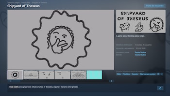 Una captura de pantalla de un monitor de computadora muestra la página de un videojuego con un gráfico de un personaje y texto informativo