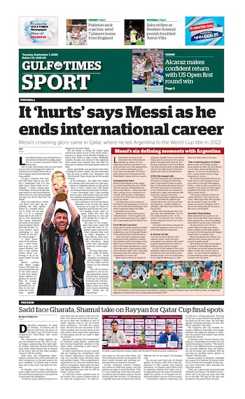 La portada de Gulf Times Sport