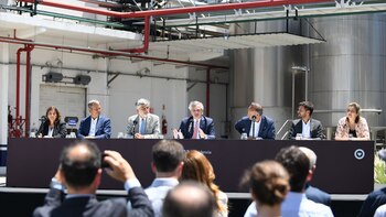 Alberto Fernández durante el acto