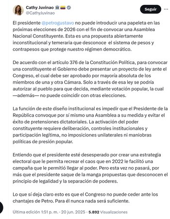 La representante Catherine Juvinao aseguró