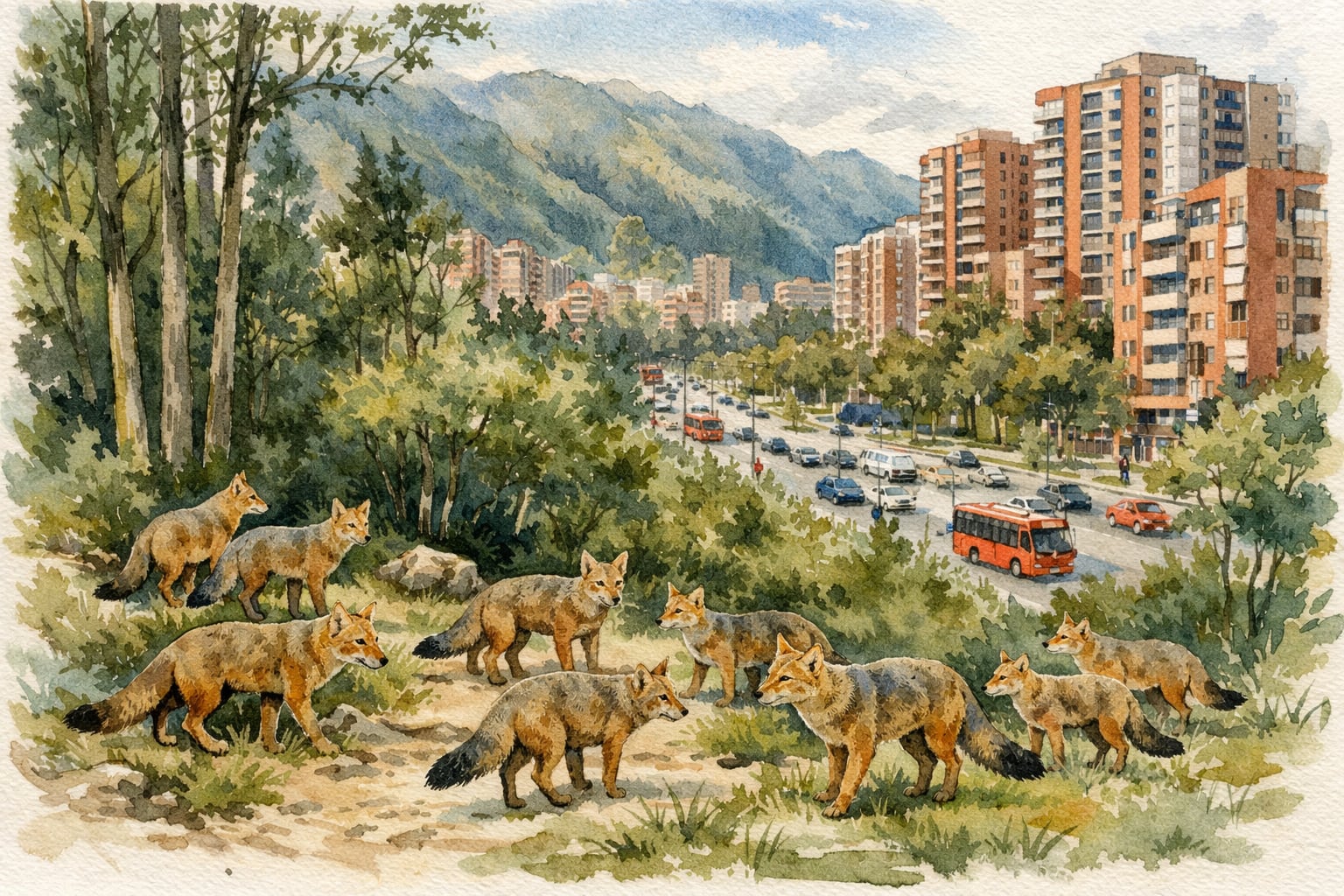 Manada de zorros andinos alarma a residentes del norte de Bogotá: buscan alimento entre edificios y comercios