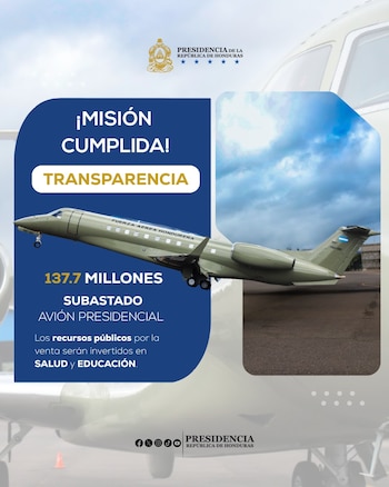 Publicación de la Presidencia de Honduras celebrando la venta. Crédito: @hnpresidencia