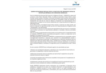 Comunidado del gremio de seguridad