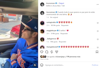 Bruno Mars publicó un mensaje sobre “enamorarse de una latina” horas antes de las fotos con Karol G - crédito @brunomars/Instagram