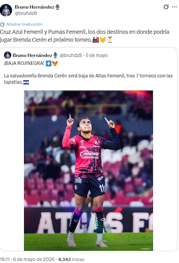 Cruz Azul Femenil busca reforzarse y compite con Pumas Femenil por el fichaje de Cerén, según un periodista. (Cortesía: Bruna Hernández)