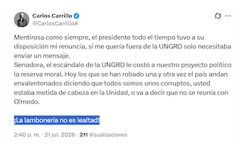 Carlos Carrillo respondió a Martha Peralta