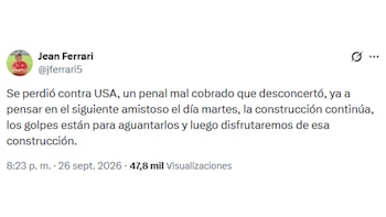 La publicación de Jean Ferrari tras la derrota ante Estados Unidos.