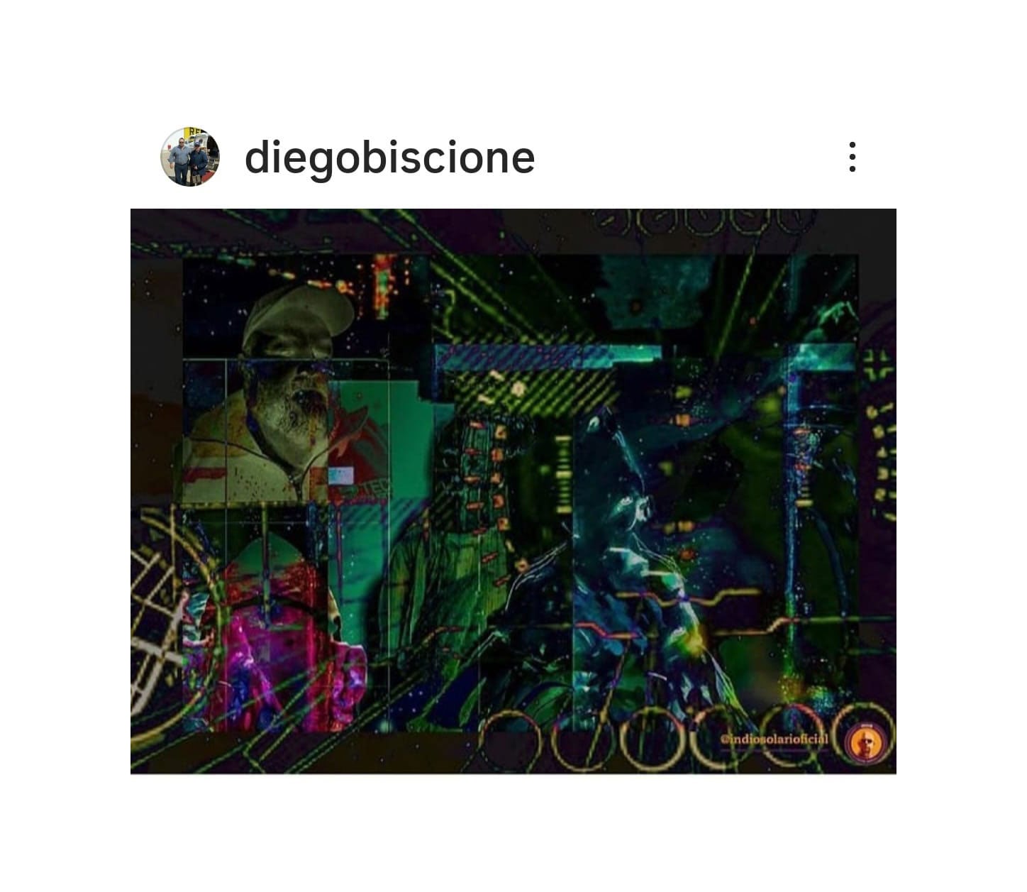 El dibujo del Indio en el que aparece la imagen de Diego Biscione en la parte superior izquierda