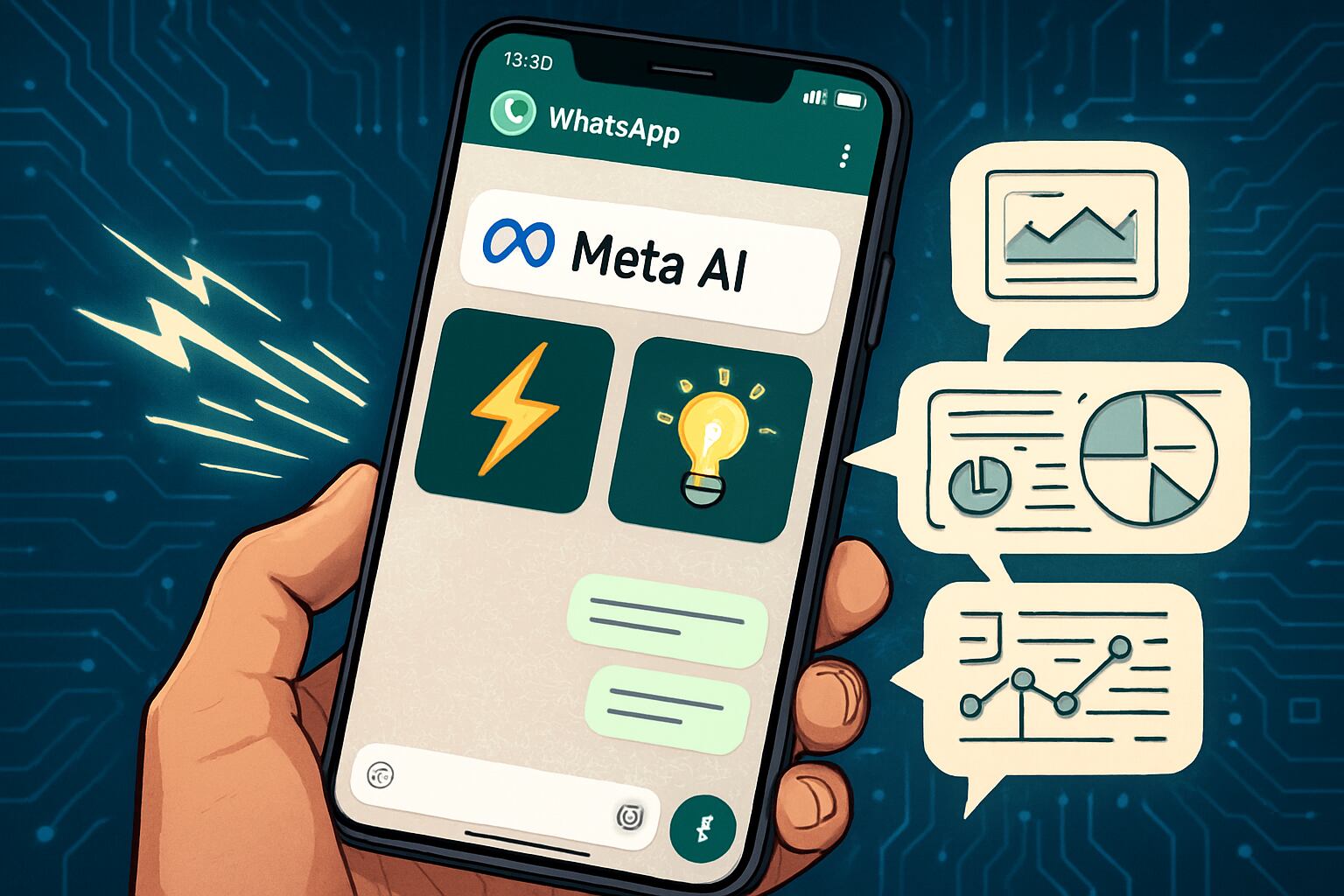 Meta AI en WhatsApp es un chatbot inteligente que utiliza inteligencia artificial generativa desarrollada por Meta para facilitar tareas cotidianas. (Imagen Ilustrativa Infobae)